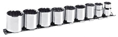 Blackhawk by Proto - 9 Piece 3/8" Drive Socket Set - 12 Points, 3/8" to 7/8" Range, Inch Measurement Standard - Benchmark Tooling