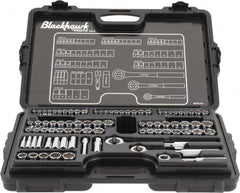 Blackhawk by Proto - 82 Piece 1/4" & 3/8" Drive Deep Well Socket Set - 6, 12 Points, 5/32" to 13/16" (4mm to 19mm) Range, Inch/Metric Measurement Standard - Benchmark Tooling