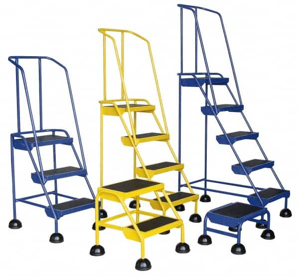 Vestil - 56" 3 Step Ladder - 300 Lb Capacity, 28-3/4" Platform Height, 19-1/4" Base Width x 30" Base Depth, Rubber Matted - Benchmark Tooling