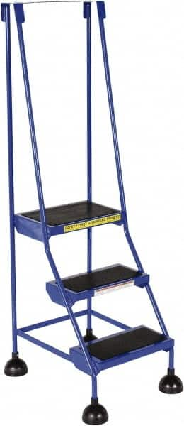 Vestil - 56" 3 Step Ladder - 300 Lb Capacity, 28-3/4" Platform Height, 19-1/4" Base Width x 30" Base Depth, Rubber Matted - Benchmark Tooling