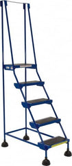 Vestil - 76" 5 Step Ladder - 300 Lb Capacity, 48" Platform Height, 22" Base Width x 40" Base Depth, Rubber Matted - Benchmark Tooling