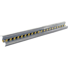 Vestil - 10' Long x 12" High, Gray with Black & Yellow Caution Tape Steel Straight Heavy Duty Guard Rail - 3 Rails Accommodated, 3-1/4" Deep, 76 Lb - Benchmark Tooling