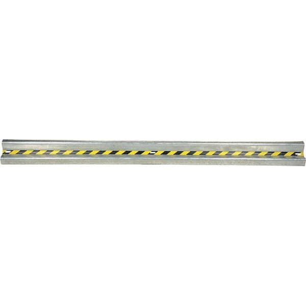 Vestil - 12' Long x 12" High, Gray with Black & Yellow Caution Tape Steel Straight Heavy Duty Guard Rail - 3 Rails Accommodated, 3-1/4" Deep, 83 Lb - Benchmark Tooling