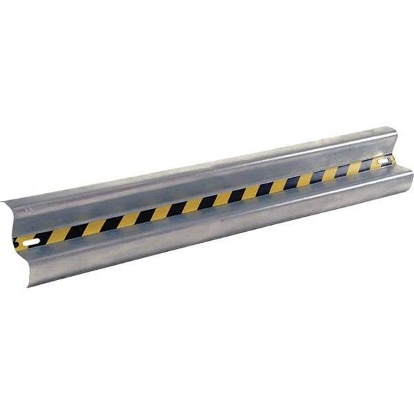 Vestil - 6' Long x 12" High, Gray with Black & Yellow Caution Tape Steel Straight Standard Guard Rail - 2 Rails Accommodated, 3-1/4" Deep, 47 Lb - Benchmark Tooling