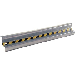 Vestil - 6' Long x 12" High, Gray with Black & Yellow Caution Tape Steel Straight Standard Guard Rail - 2 Rails Accommodated, 3-1/4" Deep, 47 Lb - Benchmark Tooling
