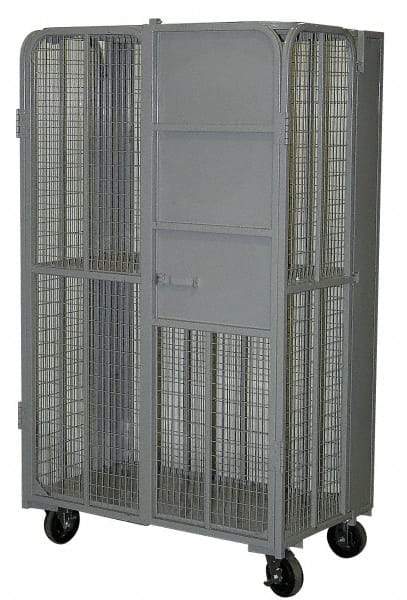 Vestil - 2,000 Lb Capacity, 2 Shelf, 4-Sided Steel Folding Truck - 44" Long x 27" Wide x 76-1/2" High, 6" Diam Wheels - Benchmark Tooling