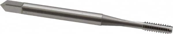 OSG - #4-40 UNC 2B/3B 3 Flute Bright Finish Vanadium High Speed Steel Straight Flute Machine Tap - Bottoming, Right Hand Thread, 1-7/8" OAL, 9/16" Thread Length, H2 Limit, Oversize - Exact Industrial Supply