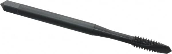OSG - #6-32 UNC, 2 Flute, Oxide Finish, Vanadium High Speed Steel Spiral Point Tap - Plug Chamfer, Right Hand Thread, 2" OAL, 11/16" Thread Length, 0.141" Shank Diam, Series 280 - Exact Industrial Supply