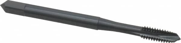 OSG - #8-32 UNC, 3 Flute, Oxide Finish, Vanadium High Speed Steel Spiral Point Tap - Plug Chamfer, Right Hand Thread, 2-1/8" OAL, 3/4" Thread Length, 0.168" Shank Diam, Series 280 - Exact Industrial Supply