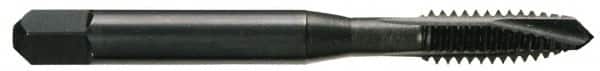 OSG - #6-32 UNC, 2 Flute, Oxide Finish, Vanadium High Speed Steel Spiral Point Tap - Plug Chamfer, Right Hand Thread, 2" OAL, 11/16" Thread Length, 0.141" Shank Diam, Series 280 - Exact Industrial Supply