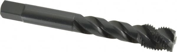 OSG - M12x1.25 Metric Fine 3 Flute Modified Bottoming Spiral Flute Tap - Vanadium High Speed Steel, Oxide Finish, 3-3/8" OAL, Right Hand Flute, Right Hand Thread, D5, Series 299 - Exact Industrial Supply