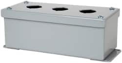 Cooper B-Line - 3 Hole, 1.203 Inch Hole Diameter, Steel Pushbutton Switch Enclosure - 8 Inch High x 3-1/4 Inch Wide x 2-3/4 Inch Deep, 12, 13 NEMA Rated - Benchmark Tooling