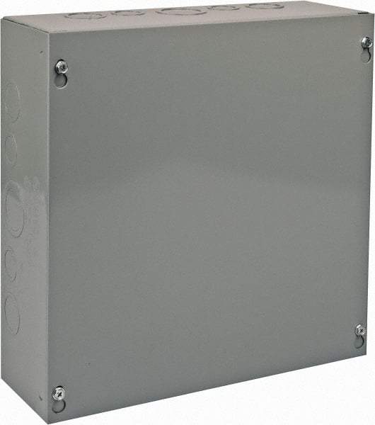 Cooper B-Line - Steel Junction Box Enclosure Screw Flat Cover - NEMA 1, 12" Wide x 12" High x 4" Deep - Benchmark Tooling