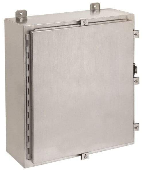 Cooper B-Line - Stainless Steel Standard Enclosure Hinge Flat Cover - NEMA 4, 12, 13, 4X, 24" Wide x 36" High x 8" Deep, Corrosion Resistant, Rainproof & Watertight - Benchmark Tooling