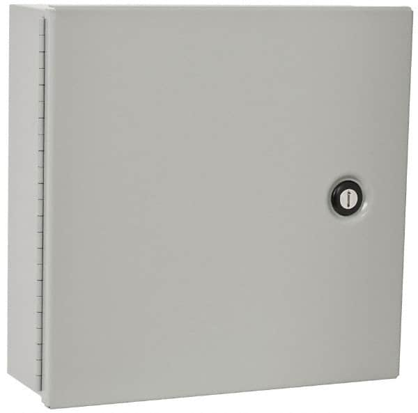 Cooper B-Line - Steel Standard Enclosure Hinge Flat Cover - NEMA 1, 12" Wide x 12" High x 4" Deep - Benchmark Tooling