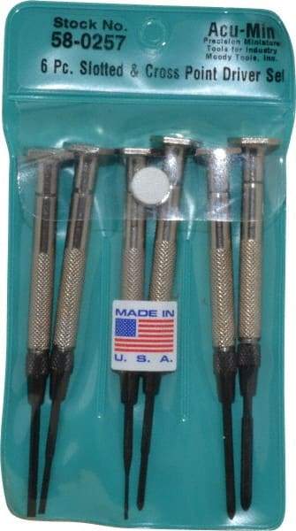 Moody Tools - 6 Piece JIS, Phillips & Slotted Screwdriver Set - Bit Sizes: Philips JIS: #00, Phillips: #0, #1, Slotted - Benchmark Tooling