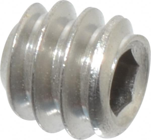 Value Collection - #6-32 UNC, 1/8" OAL, Flat Point Set Screw - Grade Austenitic A2 Stainless Steel, 1/16" Key - Benchmark Tooling