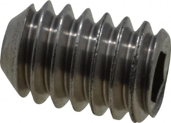 Value Collection - #8-32 UNC, 1/4" OAL, Flat Point Set Screw - Grade Austenitic A2 Stainless Steel, 5/64" Key - Benchmark Tooling