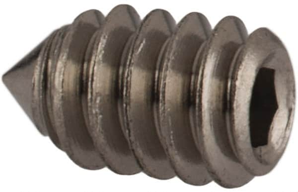 Value Collection - #4-40 UNC, 3/16" OAL, Cone Point Set Screw - Grade Austenitic A2 Stainless Steel, 0.05" Key - Benchmark Tooling