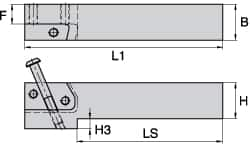 Kennametal - KGMS, Left Hand, Indexable Grooving Tool Holder - 31.75mm Shank Height, 31.75mm Shank Width, 139.9mm OAL - Benchmark Tooling