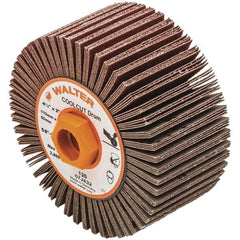 WALTER Surface Technologies - 4-1/4" Diam 120 Grit Aluminum Oxide Unmounted Flap Wheel - 5/8-11 Threaded Hole, 2" Wide, Coated, Grade Fine, 3,800 Max RPM - Benchmark Tooling