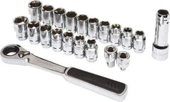 GearWrench - 3/8" Drive Socket Set - 3/8" to 3/4" (10mm to 19mm) Range, Inch/Metric Measurement Standard - Benchmark Tooling