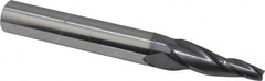 ProMax - 7° Taper Angle per Side, 3/16" Small End Diam, Solid Carbide 3 Flute Tapered Ball End Mill - AlTiN Finish, 4" OAL, 1/2" Shank Diam, Spiral Flute - Benchmark Tooling