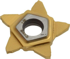 Iscar - 24N150J010PENTA J Grade IC1008, 1.5mm Cutting Width Carbide Grooving Insert - 5mm Max Depth of Cut, Neutral, 0.1mm Corner Radius, TiAlN/TiN Finish - Benchmark Tooling