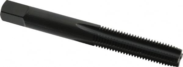 OSG - 5/16-24 UNF 3B 4 Flute Nitride/Oxide Finish High Speed Steel Straight Flute Standard Hand Tap - Plug, Right Hand Thread, 2-23/32" OAL, 1-1/8" Thread Length, H3 Limit, Oversize - Exact Industrial Supply