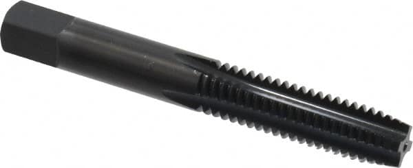 OSG - 3/8-16 UNC 2B 4 Flute Nitride/Oxide Finish High Speed Steel Straight Flute Standard Hand Tap - Plug, Right Hand Thread, 2-15/16" OAL, 1-1/4" Thread Length, H5 Limit, Oversize - Exact Industrial Supply