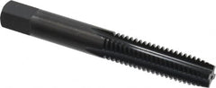 OSG - 3/8-16 UNC 2B 4 Flute Nitride/Oxide Finish High Speed Steel Straight Flute Standard Hand Tap - Plug, Right Hand Thread, 2-15/16" OAL, 1-1/4" Thread Length, H5 Limit, Oversize - Exact Industrial Supply