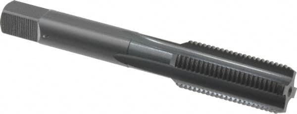 OSG - 9/16-18 UNF 4 Flute Nitride/Oxide Finish High Speed Steel Straight Flute Standard Hand Tap - Bottoming, Right Hand Thread, 3-19/32" OAL, 1-21/32" Thread Length, H5 Limit, Oversize - Exact Industrial Supply