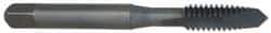OSG - #0-80 UNF, 2 Flute, TiN Finish, High Speed Steel Spiral Point Tap - Plug Chamfer, Right Hand Thread, 1-5/8" OAL, 5/16" Thread Length, 0.141" Shank Diam, Series 105 - Exact Industrial Supply