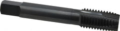 OSG - 3/4-10 UNC, 3 Flute, Oxide Finish, High Speed Steel Spiral Point Tap - Plug Chamfer, Right Hand Thread, 4-1/4" OAL, 2" Thread Length, 0.59" Shank Diam, Series 105 - Exact Industrial Supply