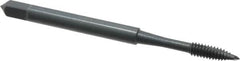 OSG - #4-40 UNC, 2 Flute, Oxide Finish, High Speed Steel Spiral Point Tap - Plug Chamfer, Right Hand Thread, 1-7/8" OAL, 9/16" Thread Length, 0.141" Shank Diam, 2B/3B Class of Fit, Series 105A - Exact Industrial Supply