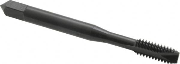OSG - #12-24 UNC, 2 Flute, Oxide Finish, High Speed Steel Spiral Point Tap - Bottoming Chamfer, Right Hand Thread, 2-3/8" OAL, 15/16" Thread Length, 0.22" Shank Diam, 2B/3B Class of Fit, Series 105B - Exact Industrial Supply