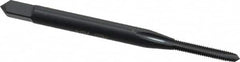 OSG - M2x0.40 Metric Coarse, 2 Flute, Oxide Finish, High Speed Steel Spiral Point Tap - Plug Chamfer, Right Hand Thread, 1-3/4" OAL, 7/16" Thread Length, 0.141" Shank Diam, 6H Class of Fit, Series 142 - Exact Industrial Supply