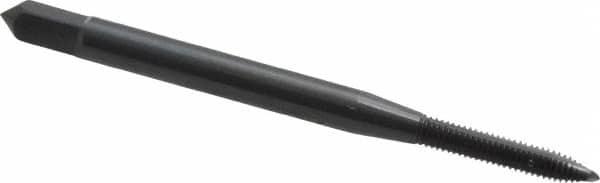 OSG - M2.5x0.45 Metric Coarse, 2 Flute, Oxide Finish, High Speed Steel Spiral Point Tap - Plug Chamfer, Right Hand Thread, 1-13/16" OAL, 1/2" Thread Length, 0.141" Shank Diam, 6H Class of Fit, Series 142 - Exact Industrial Supply