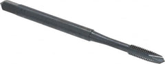 OSG - M3x0.50 Metric Coarse, 2 Flute, Oxide Finish, High Speed Steel Spiral Point Tap - Plug Chamfer, Right Hand Thread, 1-15/16" OAL, 5/8" Thread Length, 0.141" Shank Diam, 6H Class of Fit, Series 142 - Exact Industrial Supply