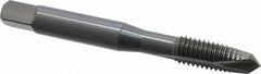 OSG - M8x1.25 Metric Coarse, 2 Flute, Oxide Finish, High Speed Steel Spiral Point Tap - Plug Chamfer, Right Hand Thread, 2-23/32" OAL, 1-1/8" Thread Length, 0.318" Shank Diam, 6H Class of Fit, Series 142 - Exact Industrial Supply