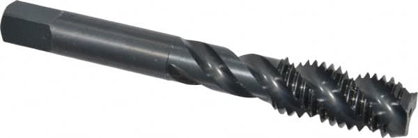 OSG - M12x1.75 Metric Coarse 3 Flute 6H Bottoming Spiral Flute Tap - High Speed Steel, Oxide Finish, 3-3/8" OAL, Right Hand Flute, Right Hand Thread, D6, Series 142 - Benchmark Tooling