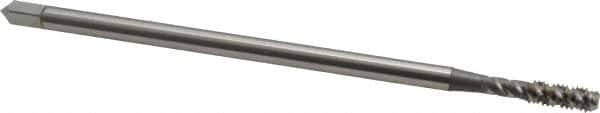 OSG - #8-32 UNC 3 Flute H3 Bright Finish High Speed Steel Spiral Flute Extension Tap - Bottoming Chamfer, 4" OAL, 2B Class of Fit - Exact Industrial Supply