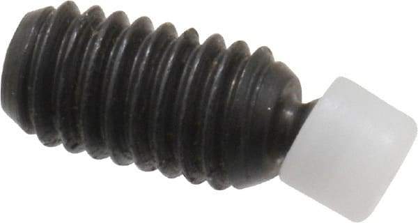 Gibraltar - No. 10-32, 1/2" OAL, Alloy Steel, Swivel Pad - Delrin Pad, Black Oxide Finish, 0.146" Pad Diam, 11/32" Thread Length, 7.5° Swivel Angle, 3/32" Hex Key - Benchmark Tooling