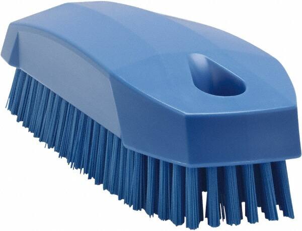 Vikan - 0.7" Bristle Length, Polyester Scrub Brush - 1-1/2" Wide Head, 4-1/2" OAL, Blue, Polypropylene Block - Benchmark Tooling