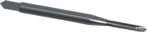 OSG - #2-56 UNC, 2 Flute, Oxide Finish, Vanadium High Speed Steel Spiral Point Tap - Plug Chamfer, Right Hand Thread, 1-3/4" OAL, 7/16" Thread Length, 0.141" Shank Diam, Series 300 - Exact Industrial Supply