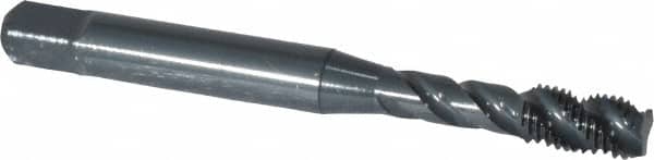 OSG - #10-32 UNF, 3 Flute, 45° Helix, Modified Bottoming Chamfer, Oxide Finish, Vanadium High Speed Steel Spiral Flute STI Tap - Right Hand Flute, 2-3/8" OAL, 0.194" Shank Diam, 7/8" Thread Length, Series 302 - Exact Industrial Supply