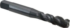 OSG - 5/16-24 UNF, 3 Flute, 45° Helix, Modified Bottoming Chamfer, Oxide Finish, Vanadium High Speed Steel Spiral Flute STI Tap - Right Hand Flute, 2-23/32" OAL, 0.318" Shank Diam, 1-1/8" Thread Length, Series 302 - Exact Industrial Supply