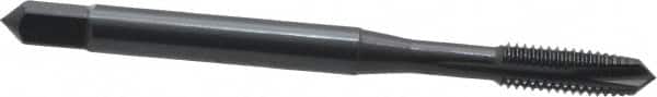 OSG - #10-32 UNF, 3 Flute, Oxide Finish, Powdered Metal Spiral Point Tap - Plug Chamfer, Right Hand Thread, 2-3/8" OAL, 7/8" Thread Length, 0.194" Shank Diam, Series 312 - Exact Industrial Supply