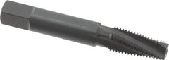 OSG - 1/16-27 NPTF, 15° Helix, 4 Flutes, Modified Bottoming Chamfer, Oxide Finish, Vanadium High Speed Steel, Spiral Flute Pipe Tap - Right Hand Flute, 5/16" Shank Diam, 11/16" Thread Length, 0.3120" Projection, 0.234" Square Size, Series 318 - Exact Industrial Supply
