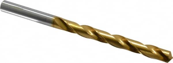 OSG - 3/8" 130° Cobalt Jobber Drill - TiN Finish, Right Hand Cut, Spiral Flute, Straight Shank, 5-7/16" OAL, Standard Point - Benchmark Tooling